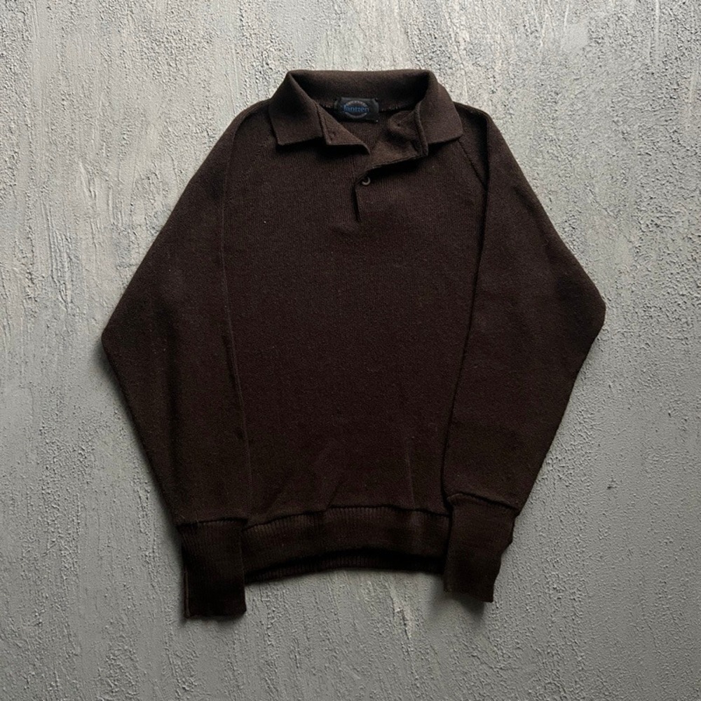 Vintage Jantzen Sweater XL Brown 1970s Long Sleeve Knit Pullover